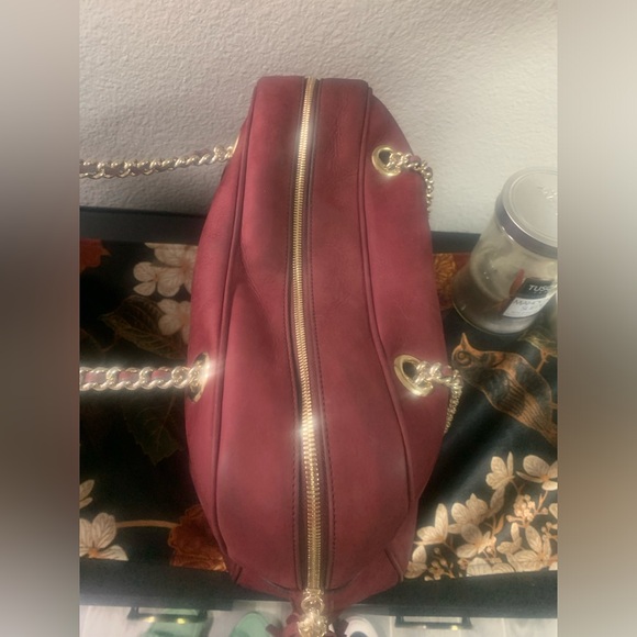 Gucci Soho Chain Zipped Bag Nubuck Burgundy - Picture 11 of 16